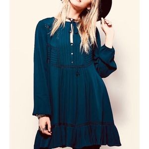 Free People Teal Sweet Treat Mini Dress and Slip